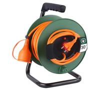 Electraline 20866138FG Rallonge Prolongateur Jardín 30 m avec enrouleur 16A - Section 2x1,5 mm² Orange/Vert