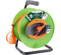 Electraline 20866138G Rallonge Prolongateur Jardín 40 m avec enrouleur 16A - Section 2x1,5 mm² Orange/Vert
