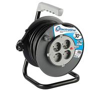 Electraline 20867017G Rallonge Prolongateur électrique 30 m avec enrouleur 4 Prises 16 A section 3G1,5 mm² Gris