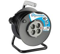 Electraline 20867018G Rallonge Prolongateur électrique 40 m avec enrouleur 4 Prises 16 A section 3G1,5 mm² Gris