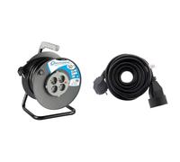 Electraline 20867019F Rallonge Prolongateur électrique 50 m avec enrouleur 4 Prises 16 A section 3G1,5 mm² Gris & Zenitech Prolongateur 16A 2P+T HO5VV-F 3G1,5mm² Noir 5m