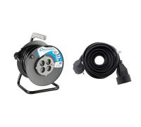 Electraline 20867019F Rallonge Prolongateur électrique 50 m avec enrouleur 4 Prises 16 A section 3G1,5 mm² Gris & Zenitech Prolongateur 16A 2P+T HO5VV-F 3G1,5mm² Noir 10m