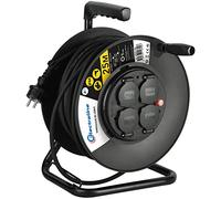 Electraline 20868128D Rallonge Prolongateur électrique IP44 Profesionnelle 25 m avec enrouleur Noir - Section 3G2,5 mm²