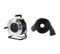 Electraline 208690 Rallonge Prolongateur électrique en Metal 50M 4 Prises avec Guide pour Le câble, Platine Fixe et poignée Ergonomique & Zenitech Prolongateur 16A 2P+T HO5VV-F 3G1,5mm² Noir 10m
