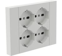Electraline 22105 Multiprise encastrable Quadra 4 postes universelles P40, compatible avec toutes les boîtes encastrées 3 postes (maçonnerie ou cloison sèche)