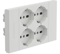 Electraline 22159 Multiprise encastrable carrée 4 postes universels P40, compatible avec toutes les boîtes encastrées 3 et 4 places, avec interrupteur/déviateur, blanc