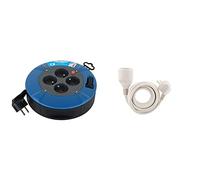 Electraline 28905 Enrouleur Rallonge Ménager Domestique avec 4 Prises 16A, Câble 5M-Section 3G1 mm², Blue & Zenitech Prolongateur ménager 16A HO5VV F 3G1 Blanc 1,90m