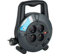 Electraline 28907 Enrouleur Rallonge Ménager Domestique Section de Câble3G1mm², 5Mt, 4 Prises 16A, Noir