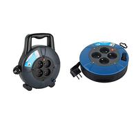 Electraline 28908 Enrouleur Rallonge Ménager Domestique Section de Câble3G1mm², 10Mt, 4 Prises 16A & 28905 Enrouleur Rallonge Ménager Domestique avec 4 Prises 16A, Câble 5M-Section 3G1 mm², Blue