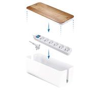 Electraline 300173 Boîte de Rangement pour câbles + Bloc Multiprise 6 Prises 16A, 1,5 MT, Blanc/Marron Blanc G