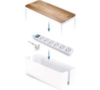 Electraline 300173 Boîte de Rangement pour câbles + Bloc Multiprise 6 Prises 16A, 1,5 MT, Blanc, Marron