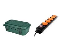 Electraline 300180 Boîte de Protection étanche de branchements électriques extérieure & Zenitech Bloc étanche IP44 5 prises 16A 2P+T avec clapets et interrupteur - Câble HO5RRF 3G1 de 1,5m