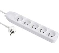 Electraline 32005 Basic Bloc Multiprises 5 Prises Section 3G1 mm², Blanc, Longueur 1,5 m