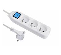Bloc multiprises 3 prises 2P+T - avec interrupteur - fiche plate - L : 1.5