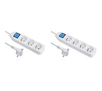 Electraline 32040 Bloc 3 Prises avec Interrupteur/fiche Plate 1,5 m Blanc & 32041 Bloc 4 Prises avec Interrupteur/fiche Plate 1,5 m Blanc