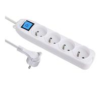 Electraline 32041 Bloc 4 prises avec interrupteur/fiche plate 1,5 m Blanc
