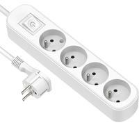 Electraline 32041 Bloc 4 prises avec interrupteur/fiche plate 1,5 m Blanc