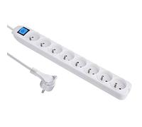 Electraline 32045 Bloc Multiprise 8 Prises avec interrupteur - câble 1,5 m - fiche plate Blanc