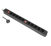 Electraline 35438 Bloc Multiprises 10 Prises + 2 Interrupteurs, Enrouleur de câble, Protection Contre Le Surcharge | Longueur 1,5 M Section 3G1 mm² Noir