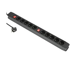 Electraline 35438 Bloc Multiprises 10 Prises + 2 Interrupteurs, Enrouleur de câble, Protection Contre Le Surcharge | Longueur 1,5 M Section 3G1 mm² Noir