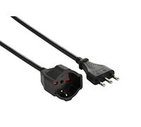 Electraline 46111 Rallonge 10 MT Fiche mâle 16 A et Prise Polyvalente (Schuko + 10/16 A Noir - Section Câble 3 G1,5 mm²