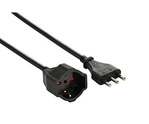 Electraline 46111 Rallonge 10 MT Fiche mâle 16 A et Prise Polyvalente (Schuko + 10/16 A Noir - Section Câble 3 G1,5 mm²
