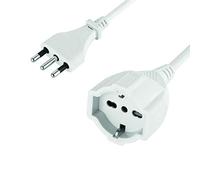 Electraline 46126 Rallonge 10 m Fiche 16 A et Prise Polyvalente (schuko + 10/16A) Blanco-Section câble 3G1,5 mm