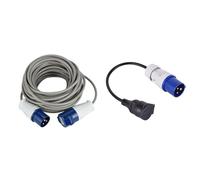 Electraline 46147 Rallonge 10 M Prise Industrielle CEE fiche à 3 Broches | adaptée pour Camping & 20848043M Adaptateur pour caravanne, Bleu