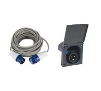 Electraline 46147 Rallonge 10 M Prise Industrielle CEE fiche à 3 Broches | adaptée pour Camping & as - Schwabe Prise d'alimentation CEE pour Caravanes - 230V / 16A - Prise à 3 Broches avec Couvercle