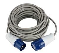 Electraline 46147 Rallonge 10 M Prise Industrielle CEE fiche à 3 Broches | adaptée pour Camping, Caravane, Bateau, Chantier | Câble H05VV-F Section 3G1,5 mm², Gris