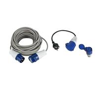 Electraline 46148 Rallonge 20 MT Prise Industrielle Fiche IEC 3 pôles Convient & Perel Câble Adaptateur, H07RN-F 3G1.5, 0.4 m, 16 A/230 V, 3680 W, Type E/F vers CEE, Usage intérieur et extérieur