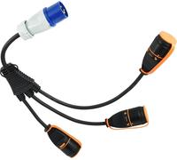 Electraline 46151, diviseur IP44, 3 voies - Système de verrouillage de la connexion électrique pour éviter les déconnexions accidentelles - Câble d'entrée H07RN-F, 3G2.5