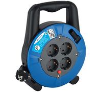 Electraline 49077 Enrouleur de câble H05VV-F 3G1,5 5 m - IP20 - Pour l'intérieur - Avec 4 prises Schuko - Avec rallonge - Avec manivelle - 5 m