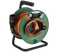 Electraline 49248 Rallonge Prolongateur Jardín avec Enrouleur 2 x 1.5 mm, Noir/Orange, 40 m