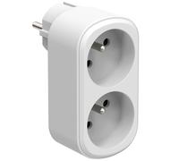 Electraline 531196 Adaptateur Fiche Multiprise Biplite Prima 2 Prises françaises 16A, Adaptateur Murale, Blanc