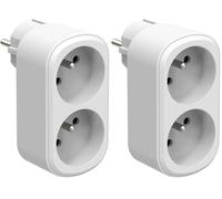 Electraline 531196 Adaptateur Fiche Multiprise Biplite Prima 2 Prises françaises 16A, Adaptateur Murale, Blanc (Lot de 2)