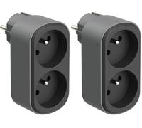 Electraline 531196 Adaptateur Fiche Multiprise Biplite Prima 2 Prises françaises 16A, Adaptateur Murale, Blanc (Lot de 2)