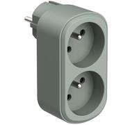Electraline 531198 Adaptateur Fiche Multiprise Biplite Prima 2 Prises françaises 16A, Adaptateur Murale, Vert