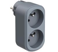 Electraline 531199 Adaptateur Fiche Multiprise Biplite Prima 2 Prises françaises 16A, Adaptateur Murale, Bleu ardoise