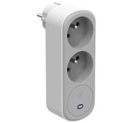 Electraline 531204 Adaptateur Fiche Multiprise Biplite Prima 2 Prises françaises 16A, avec protection parafoudre, Adaptateur Murale, Blanc/Gris