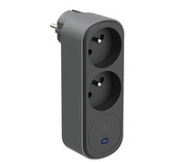 Electraline 531205 Adaptateur Fiche Multiprise Biplite Prima 2 Prises françaises 16A, avec protection parafoudre, Adaptateur Murale, Noir/Gris