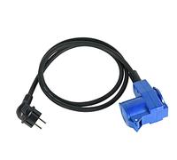 Electraline 55092 Câble Adaptateur de Camping 1,5 m/rallonge/Adaptateur CEE avec fiche Schuko et raccord coudé CEE avec Prise Schuko et câble en Caoutchouc H07RN-F 3G1.5, pour Une Utilisation en