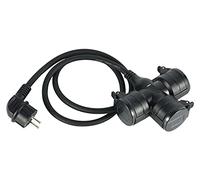 Electraline 55095 Rallonge pour chantier - Câble H07RN-F3G1.5 - Avec 3 prises en caoutchouc - IP44 - Pour l'extérieur - Noir - 1 m
