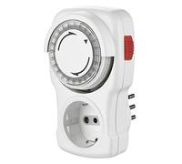 Electraline 58113 Programmateur minuterie mécanique journalier, petite fiche italienne 10 A, prise Schuko + 10 A, blanc