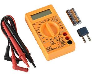 Electraline 59007 Multimètre Digital électronique Professionnel Portable, Ampèremètre Voltmètre Ohmmètre, Ampère Ohm Volt AC/DC Tension Résistance Diode Transistor hFE, Testeur de continuité, Jaune
