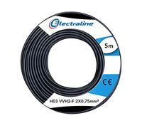 Electraline Couronne de câble H03 VVH2-F 60113023D 2x0,75 mm² 5 m Noir