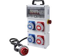 Electraline 60424 Coffret de Chantier avec 4 prises CEE, fiche CEE 3P+N+T, câble 5G2.5 H07RN-F de 1,7 m, IP67, avec interrupteur différentiel RCD 30 mA et disjoncteurs MCB