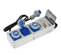 Electraline 60426 Tableau électrique de distribution 3 prises industrielles CEE, fiche CEE, câble 2M H07RN-F 3G2.5, IP67, avec interrupteur différentiel RCD 30ma + interrupteur de sécurité MCB