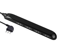 Electraline 61911 Multiprise Super Slim Économie d'espace 23 mm, 4 postes Bivalents 10/16 A, fiche 90 ° 16 A, câble 1,5 m, noir