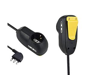 Electraline 62057 multiprise Rallonge de travail 3 places 1 schuko + 2 bivalentes 10/16 A avec clip de fixation, câble 5 m, fiche 16 A, noir